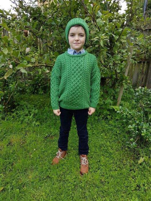 Kids Aran Sweater Green The Sweater Shop