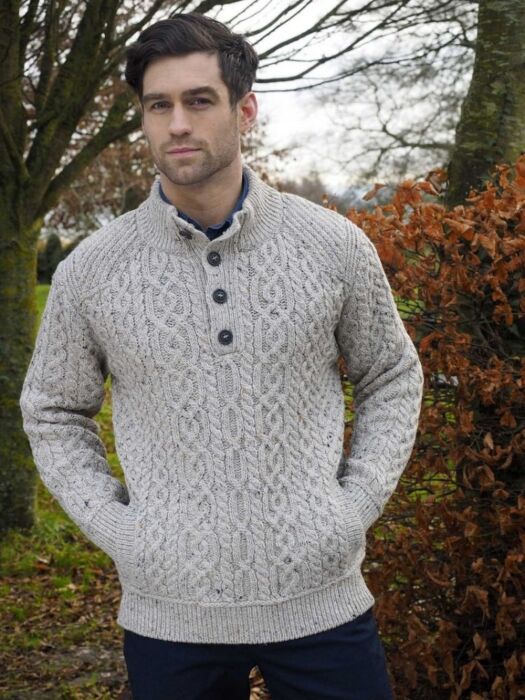 Mens Merino Wool 3 Button Sweater | The Sweater Shop