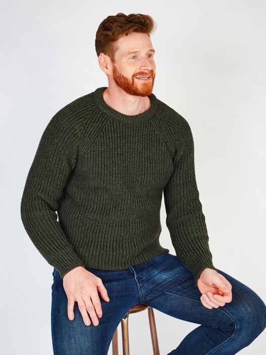 Ramblers Way Men's Jacquard Crew Neck Wool Sweater