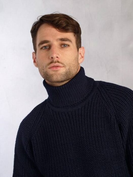 Mens ribbed discount roll neck
