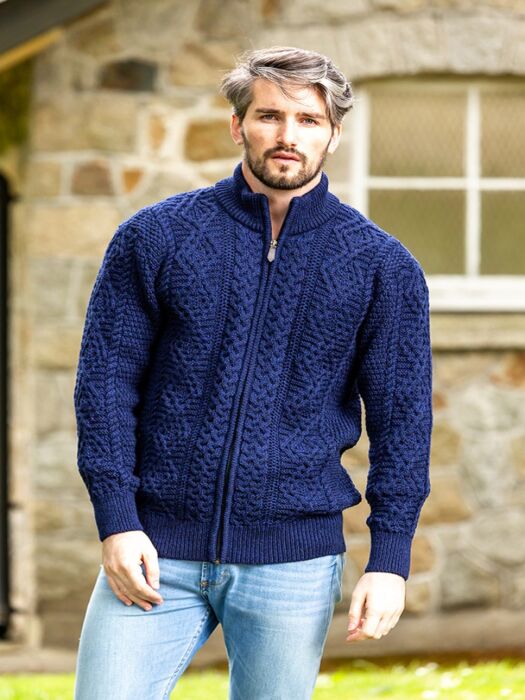 Persoonlijk Ongemak eenzaam Mens Fisherman Full Zip Cardigan Navy | The Sweater Shop