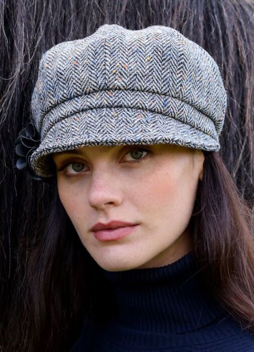 Newsboy Cap Navy Herringbone col.1 | The Sweater Shop