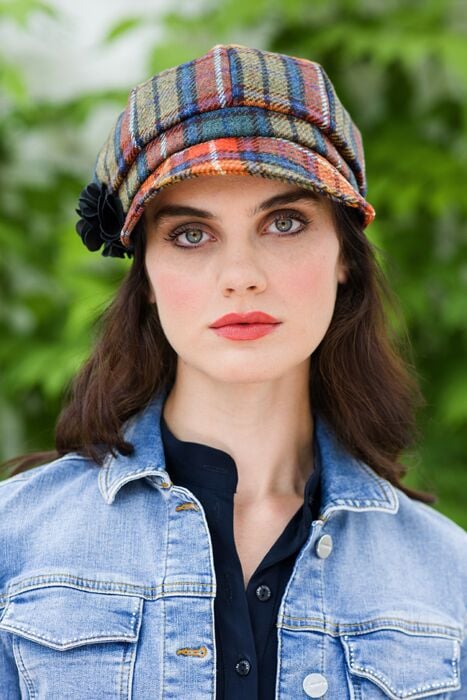 Ladies Irish Newsboy Cap Orange Check The Sweater Shop