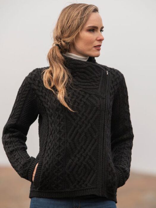 black aran cardigan