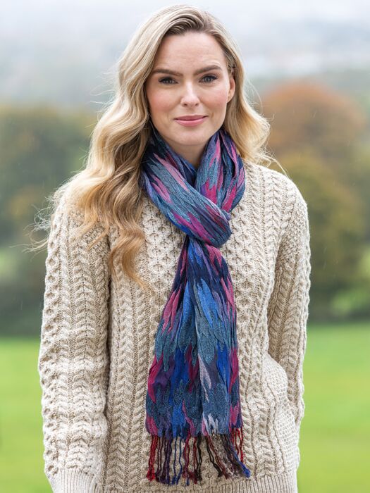 Suantrai of Ireland Scarf Blue Multi | The Sweater Shop