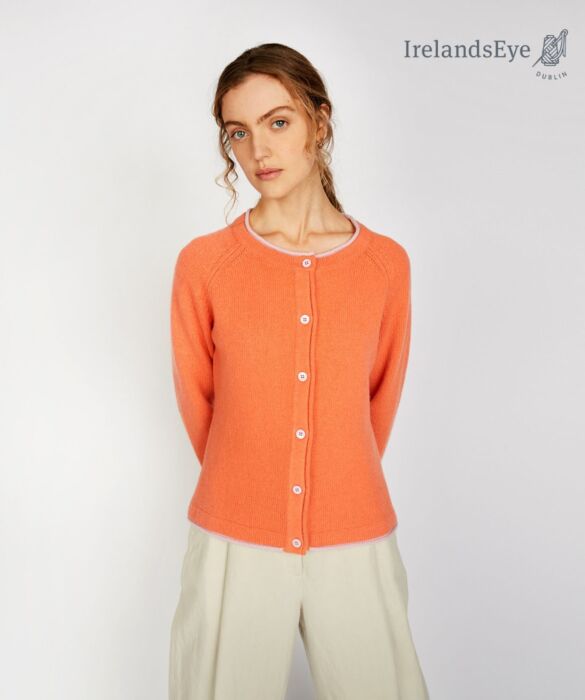 Wool and Cashmere Killiney Cardigan Coral