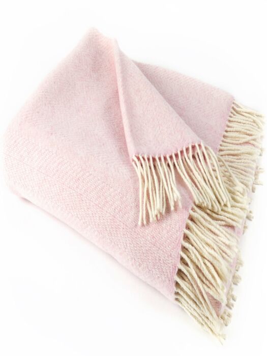 Wool and Cashmere Baby Pink Throw Col 1430