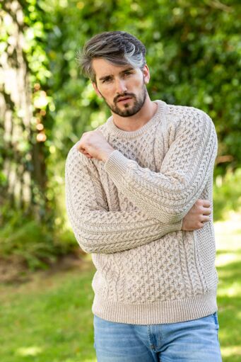 Fisherman Aran Sweater Parsnip Merino Wool