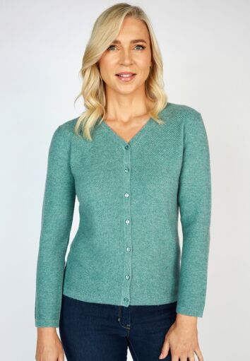 Extra Fine Merino Wool & Cashmere Cardigan Green