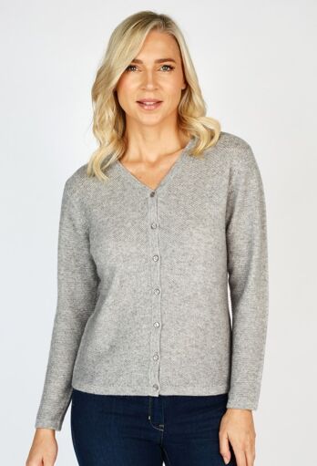 Extra Fine Merino Wool & Cashmere Cardigan Silver Grey