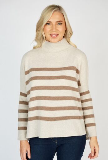 Wool and Cashmere Sweater - Beige Stripe