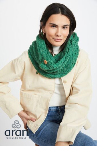 Aran Infinity Scarf Lime Green 