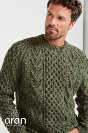 Aran Handknit Sweater S157 Green