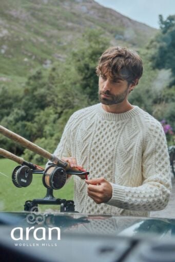 Handknit Irish Aran Fisherman Sweater NATURAL