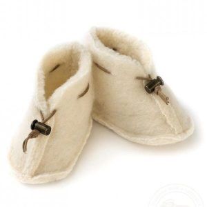 Merino Wool Baby Booties - Natural