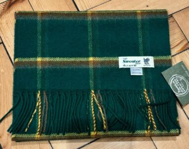 100% Cashmere Scarf Green/Yellow Check