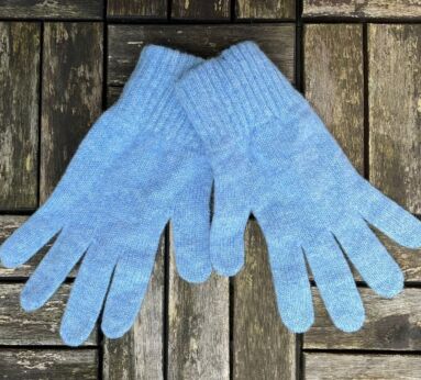 100% Lambswool Gloves Sky Blue - Ladies