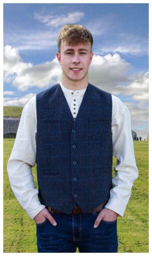 Mens Tweed Waistcoat Blue