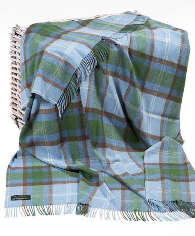Lambswool Throw Blue Donkey Brown & Green Col: 655