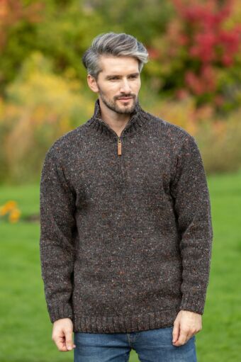 Donegal Wool Half Zip Sweater - Graphite
