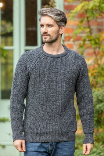 Fisherman Rib Sweater Black Marl