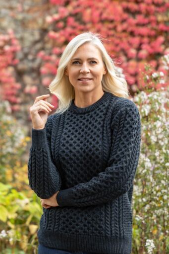 Unisex Classic Aran Sweater Blackwatch 100% Merino Wool