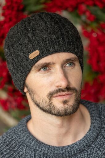 Aran Cable Pullon Hat Charc