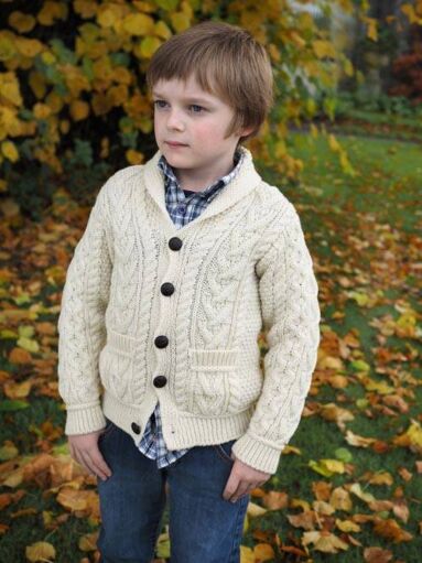 Boys Shawl Neck Cardigan Natural