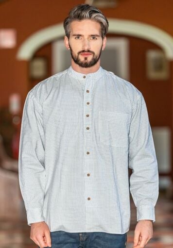 Men's Check Traditional Grandfather Shirt - SW1234