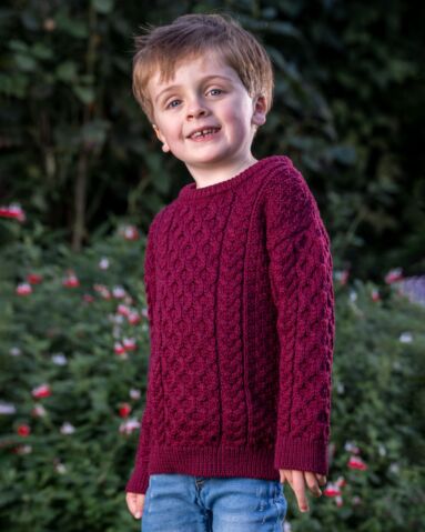 Kids Aran Sweater Burgundy