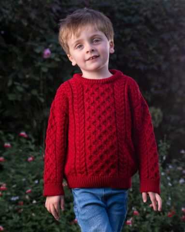 Kids Irish Aran Sweater Red