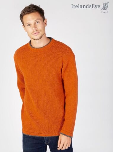Men's Crew Neck Wool and Cashmere Sweater Terracotta