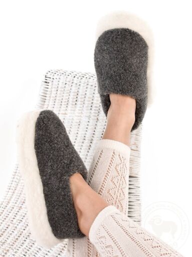 Unisex Merino Wool Slippers Charcoal