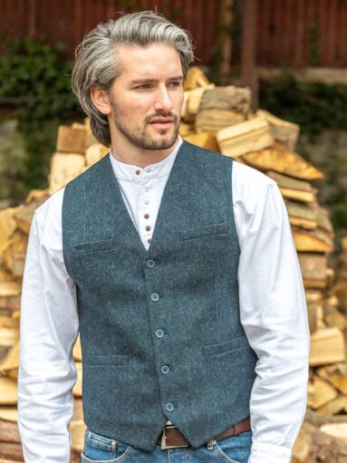 Men's Tweed Navy Lined Waistcoat