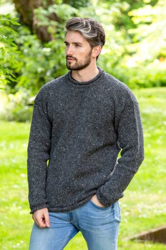 Donegal Roll Neck Sweater Dark Grey