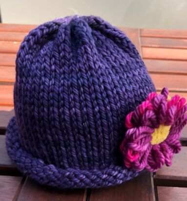 Handmade Super Soft Merino Wool Flower Hat Purple