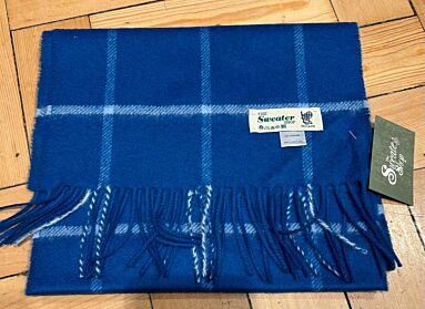 100% Cashmere Scarf Atlantic Blue Check