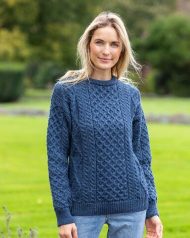 Pure Wool Aran Sweater Denim