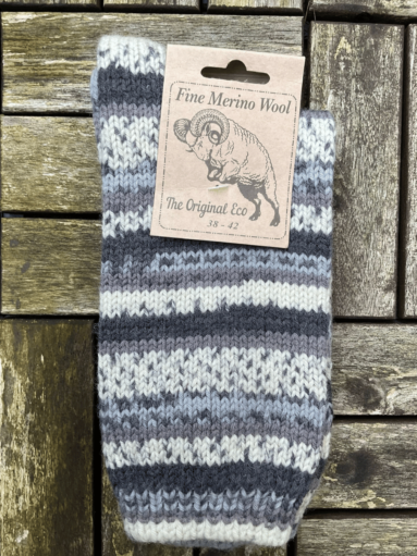 100% Merino Wool Fairisle Socks Grey Unisex