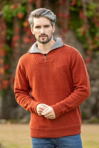 Half Zip Lambswool Sweater Russet 