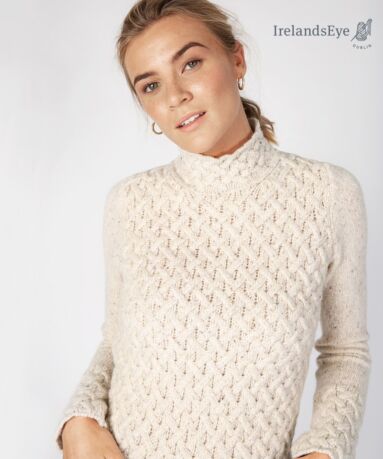 Wool and Cashmere Cosy Trellis Sweater  - Chalk