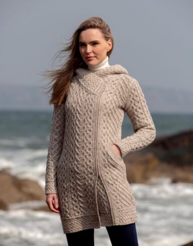 Long Heart Design Coat - Oatmeal