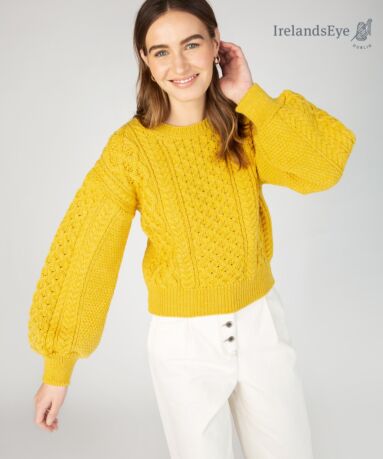 Honeysuckle Cropped Aran Sweater Sunflower