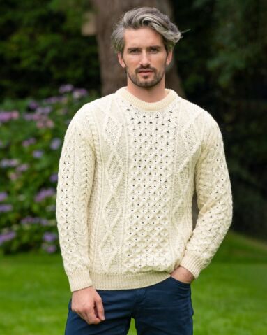 Pure Wool Aran Sweater Natural - Unisex