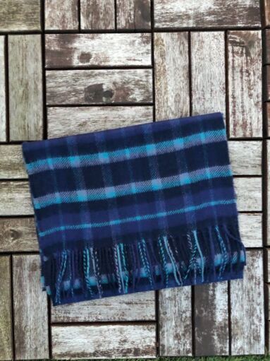 Luxurious 100% Cashmere Scarf - Navy / Blue / Teal Mix