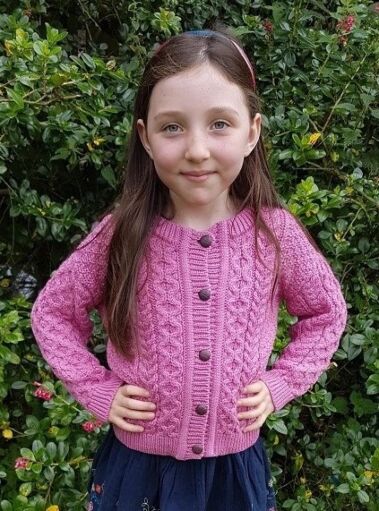 Kids Aran Cardigan Pink