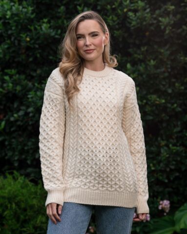 Merino Wool Aran Sweater Natural - Unisex