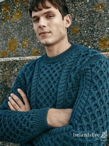 Unisex Heavyweight Classic Irish Aran Sweater - Evergreen