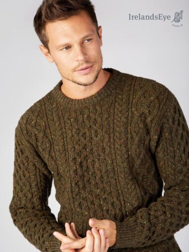 Wool & Cashmere Aran Sweater Loden Green