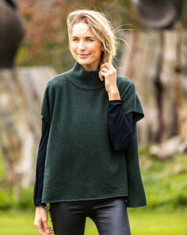 Merino Wool and Cashmere Short Sleeve Sweater Olive